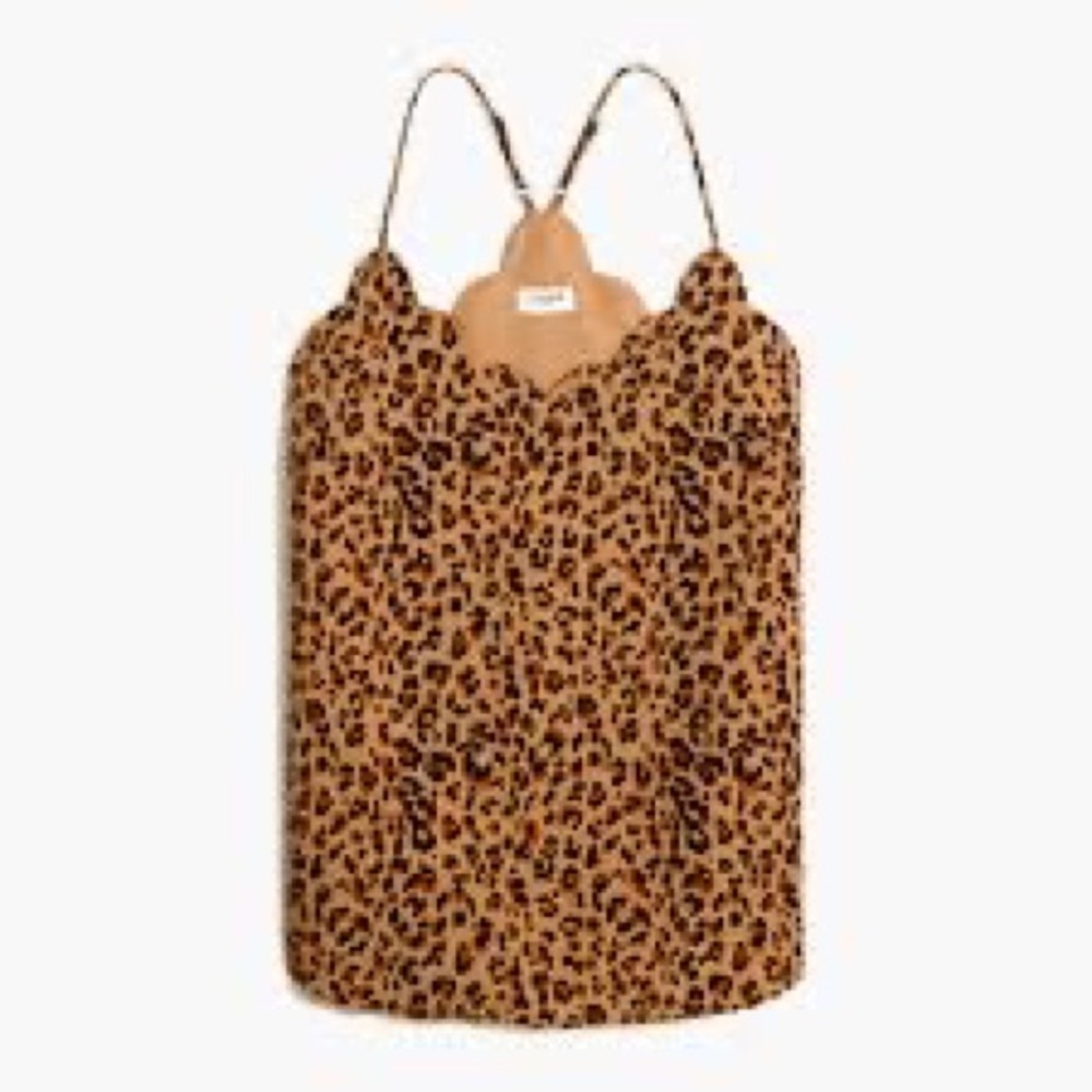 J crew scalloped cami top, leopard print, sz 6 $54 NWT